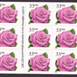 Scott #3052d 33¢ Coral Pink Rose Booklet of 20 Stamps - MNH