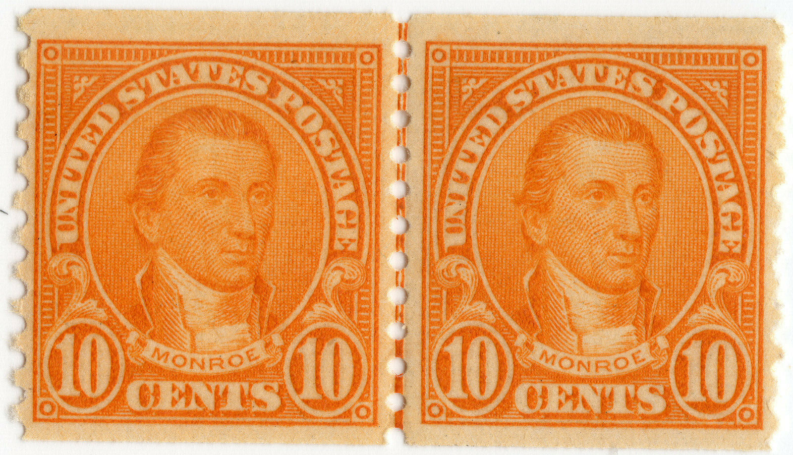 Scott #603 James Monroe Joint Line Pair of Stamps - MLH