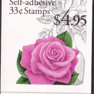 Scott #BK242B (3052a-3052c) 33¢ Coral Pink Rose Booklet of 15 Stamps - Sealed