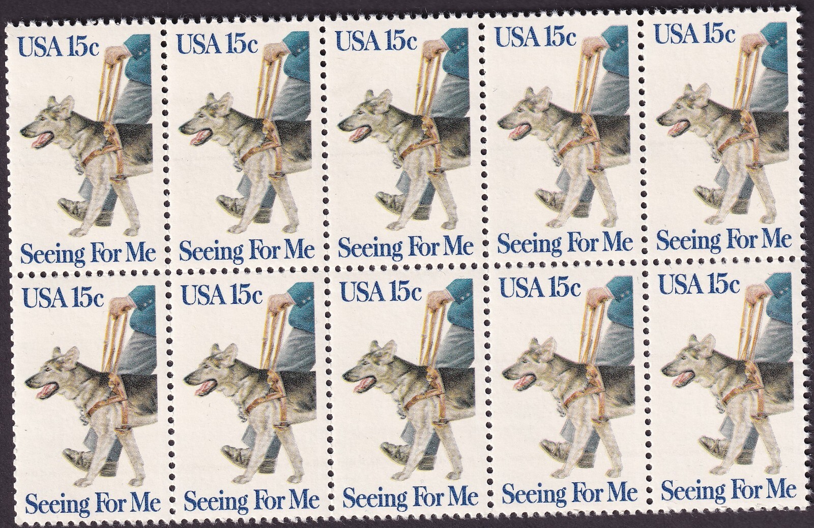 Scott #1787 Seeing For Me (Dog) Block of 10 Stamps - MNH