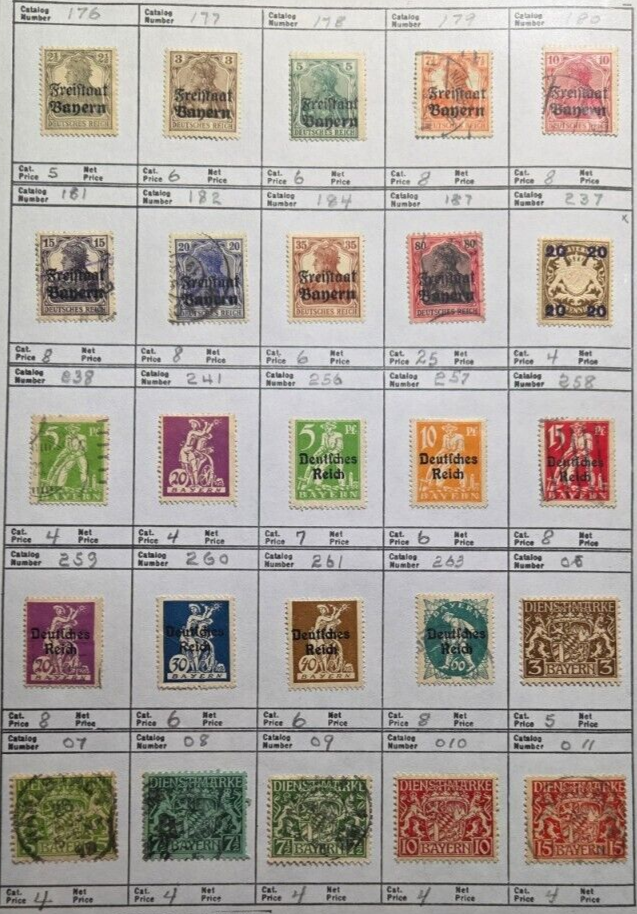 Stamp Bavaria #176-182,184,187,237-238,241,256-261,263,O5,O7-O11 mix used/MH