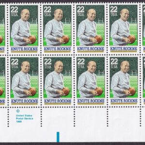 Scott #2376 Knute Rockne Plate Block of 20 Stamps - MNH PC#6
