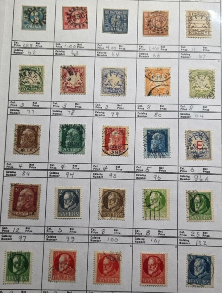 Stamp Bavaria #2a,5,10-11,60,62-64,66-67,77-80,84,94-96,96a,97,99-102,O-4 mix