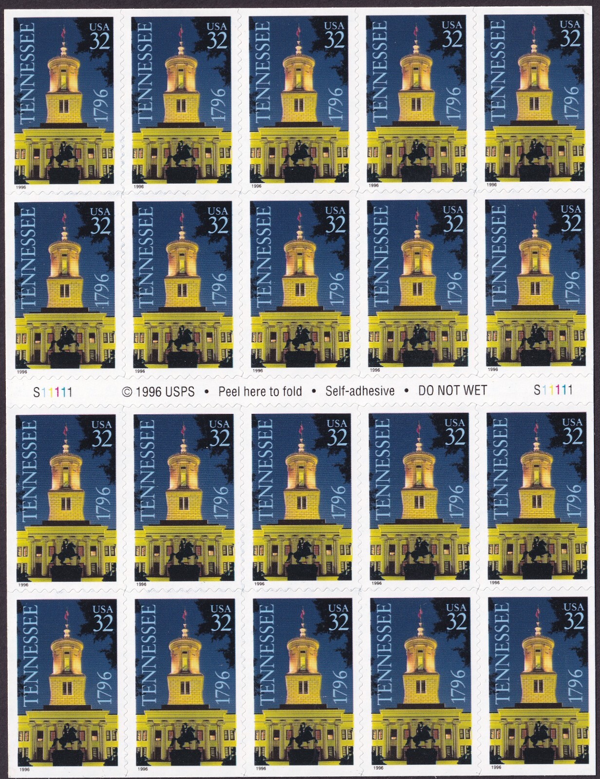 Scott #3071a 32¢ Tennessee (Volunteers) Booklet of 20 Stamps - MNH