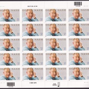Scott #3659 Ogden Nash (Baltimore, Poetry) Full Sheet of 20 Stamps - MNH