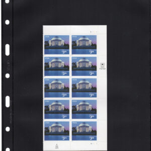 Scott #3647 $3.85 Jefferson Memorial Half Sheet Plate Block of 10 Stamps Vario