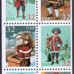 Scott #3007b Santa (1st) & Boy with Tree Booklet Pane Of 10 Stamps w/Tab - MNH