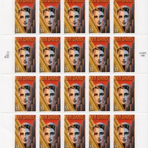 Scott #3308 Ayn Rand (Atlas Shrugged) Full Sheet of 20 Stamps - MNH