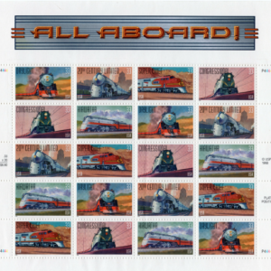 Scott #3337a (3333-3337) All Aboard! Trains Sheet of 20 Stamps - MNH P#4444
