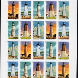 Scott #4795c (4791a-95) New England Lighthouses Full Sheet of 20 Stamps - Imperf