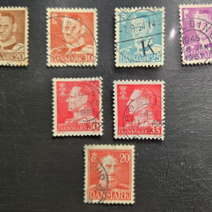 Stamp Denmark Royalty 1921-1955 #282, 309, 320, 334, 354, 385, 387 used