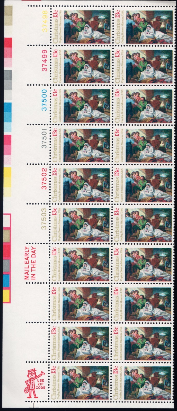 Scott #1701 Nativity Plate Block (Copley) of 20 Stamps - MNH UL