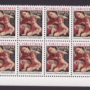 Scott #2427 Christmas Madonna (Carracci) Plate Block of 20 Stamps - MNH PC#6