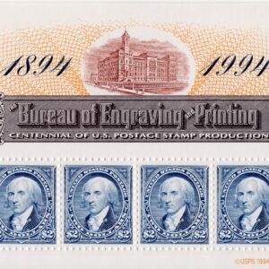 Scott #2875 1894-1994 Bureau of Engraving & Printing Sheet of 4 Stamps - MNH