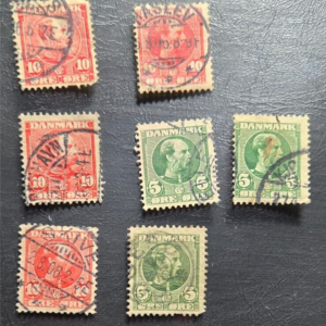 Stamp Denmark 1904-1906 King Christian IX A11 #66 x4, #70 x3 used
