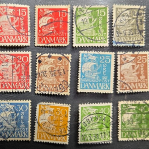 Stamp Denmark 1927-1940 Caravel A30 set of 12 used