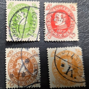 Stamp Denmark 1930 King Christian X A31 #210, 213, 214, 217 used