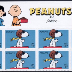 Scott #3507 - Peanuts Snoopy - Title Plate Block (Half Sheet) Of 8 Stamps - MNH