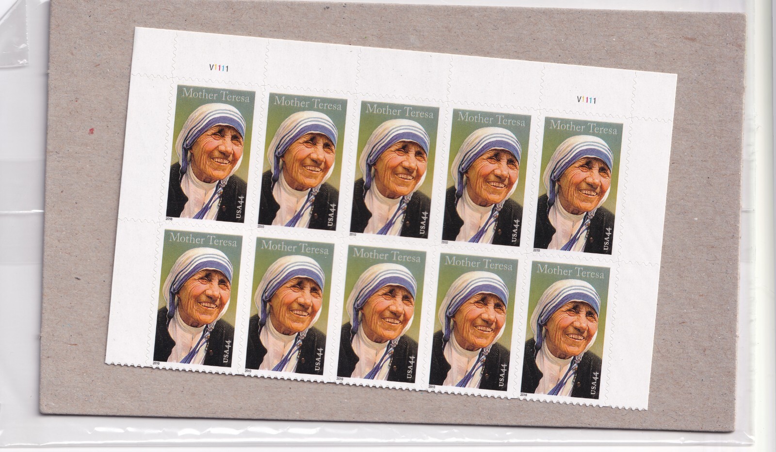 Scott #4475 Mother Teresa Top Half Plate Block of 10 Stamps - Sealed