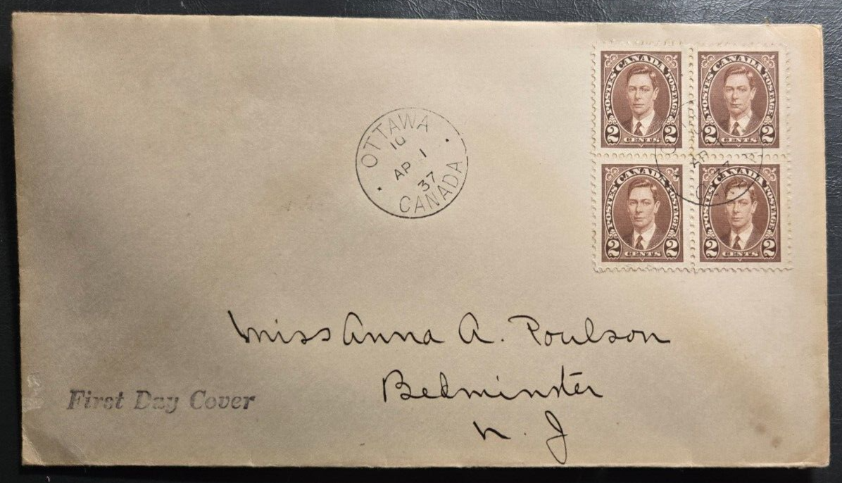 Stamp Canada 1937 FDC King George VI A87 #232 x4