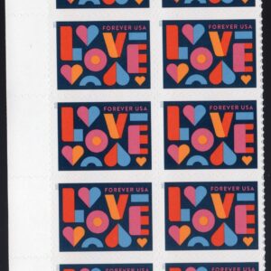 Scott #5543 Love Blocks Plate Block of 10 Forever Stamps - MNH Left