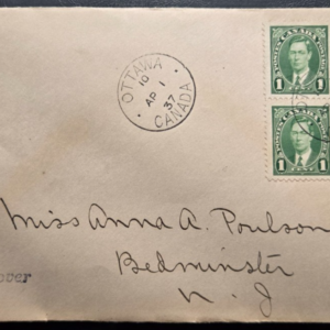 Stamp Canada 1937 FDC #231 King George VI Ottawa - New Jersey USA