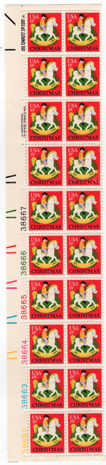 Scott #1769 Hobby Horse Plate Block of 20 Stamps - MNH Left Edge