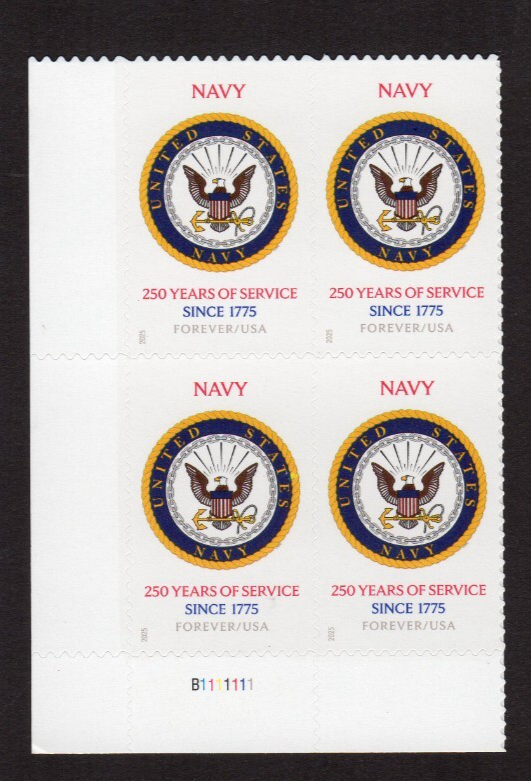 Scott #6012 US Navy 250th Anniversary Plate Block of 4 Stamps - MNH