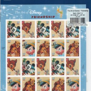 Scott #3868a (3865-3568) Disney Friendship Sheet of 20 Stamps - Sealed Blue