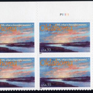 Scott #4121 — 39¢ Oklahoma "not Arizona" Plate Block of 4 Stamps - MNH