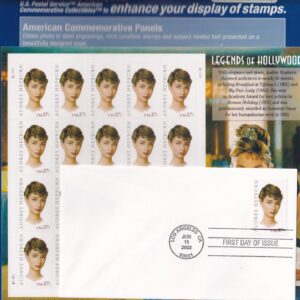 Scott #3786 Audrey Hepburn Sheet of 20 Stamps and FDC - Sealed Blue