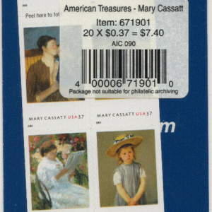 Scott #3807b Mary Cassatt Treasures - 37¢ Booklet of 20 Stamps - Sealed