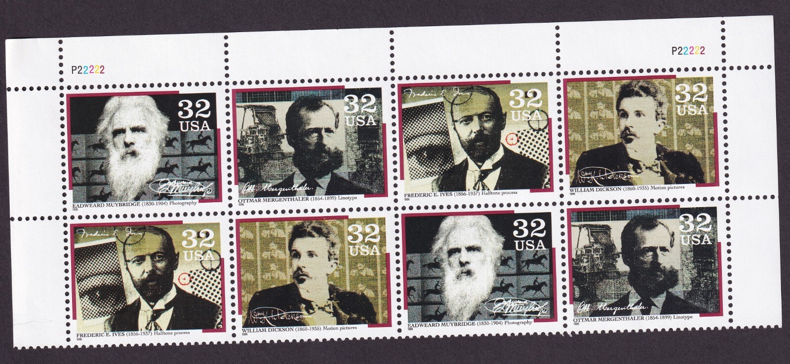 Scott #3064a Pioneers of Communication Plate Block of 8 Stamps - MNH Top