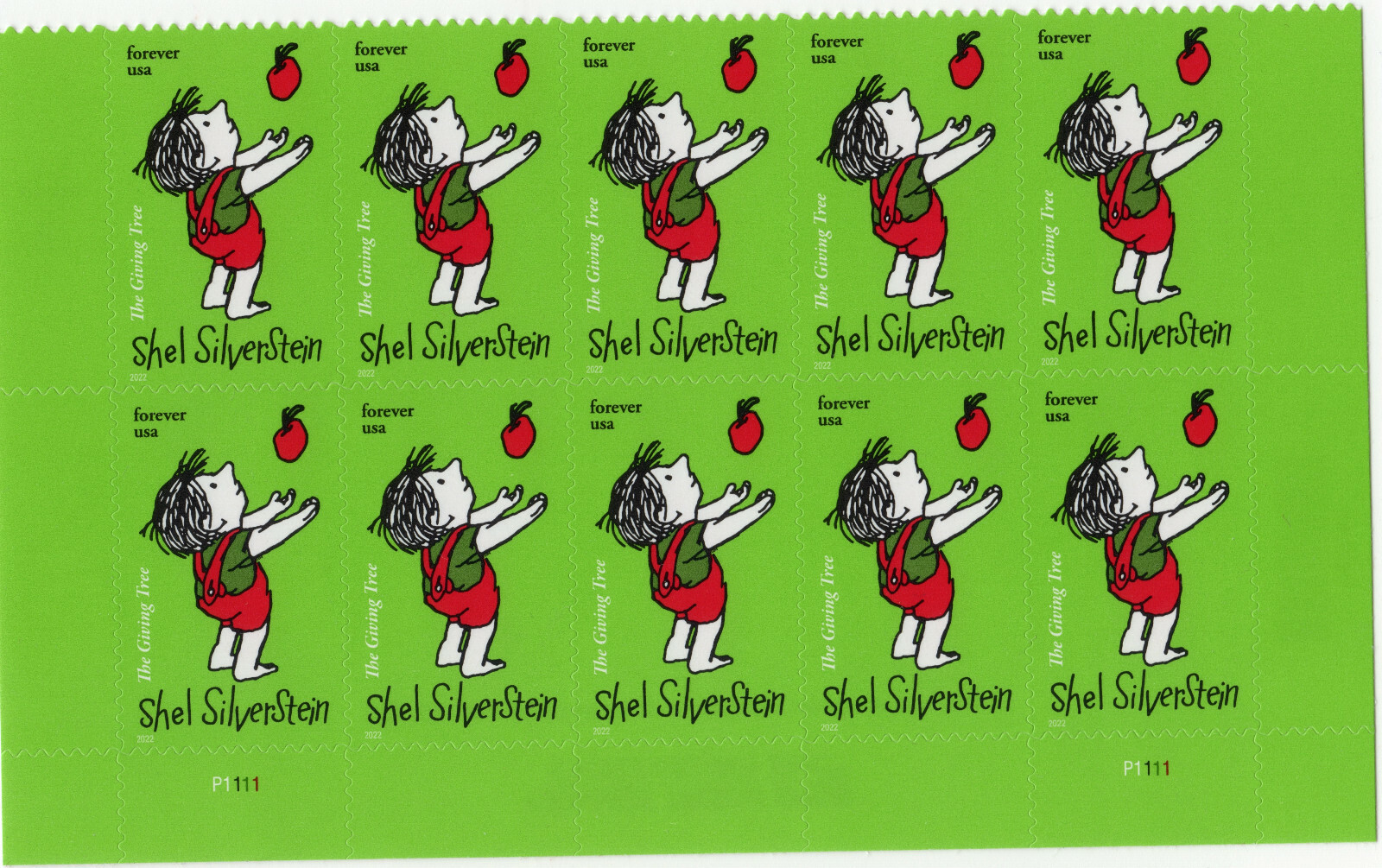 Scott #5683 Shel Silverstein Block of 10 Forever Stamps - MNH Bottom Sheet