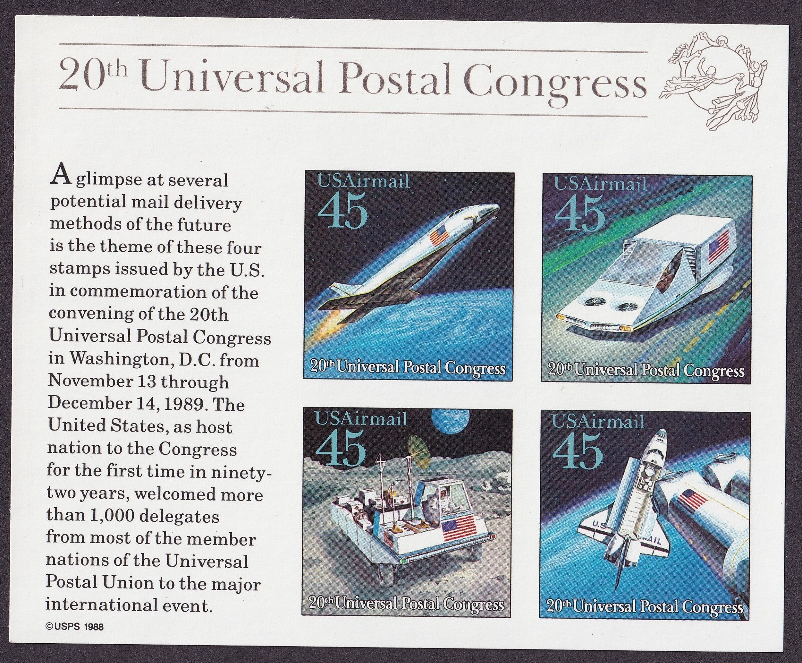Scott #c126 20th Universal Postal Congress Sheet of 4 Stamps - MNH