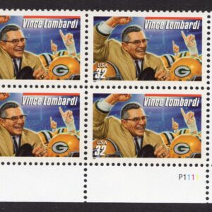 Scott #3147 Vince Lombardi (Green Bay Packers) Plate Block of 4 Stamps - MNH LR