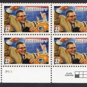 Scott #3147 Vince Lombardi (Green Bay Packers) Plate Block of 4 Stamps - MNH LL