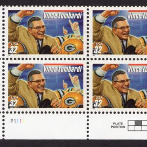 Scott #3147 Vince Lombardi (Green Bay Packers) Plate Block of 4 Stamps - MNH LL