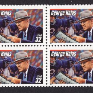 Scott #3150 George Halas (Chicago Bears) Block of 4 Stamps - MNH