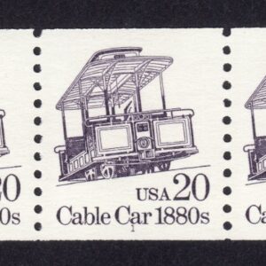 Scott #2263 Cable Car 1880s Coil Plate (PNC5) Strip of 5 Stamps - MNH P#1 B