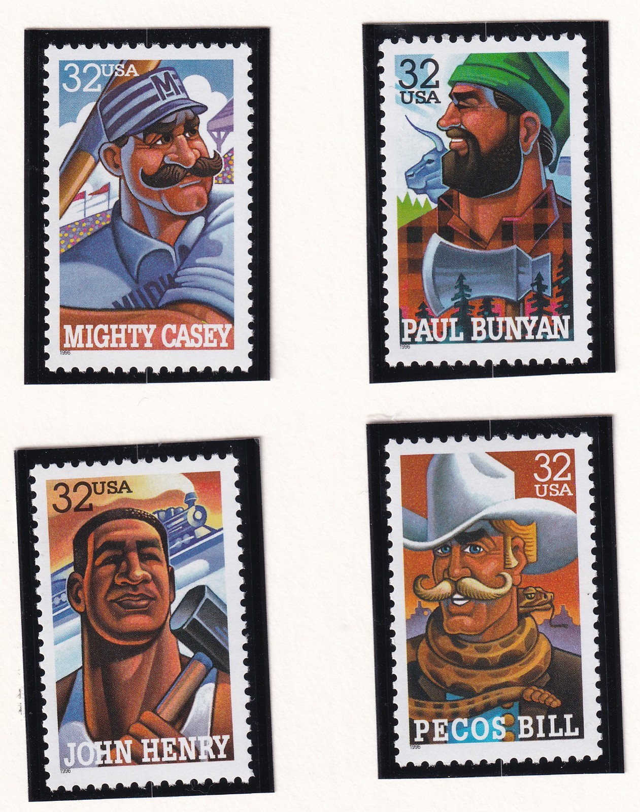 Scott #3086a (3083-86) Folk Heroes Set of 4 Stamps - MNH in mounts