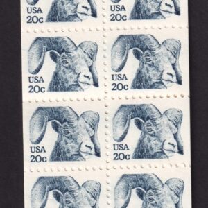 Scott #BK142 (1949a) Bighorn Booklet of 20 Stamps - MNH P#14 Back Pane