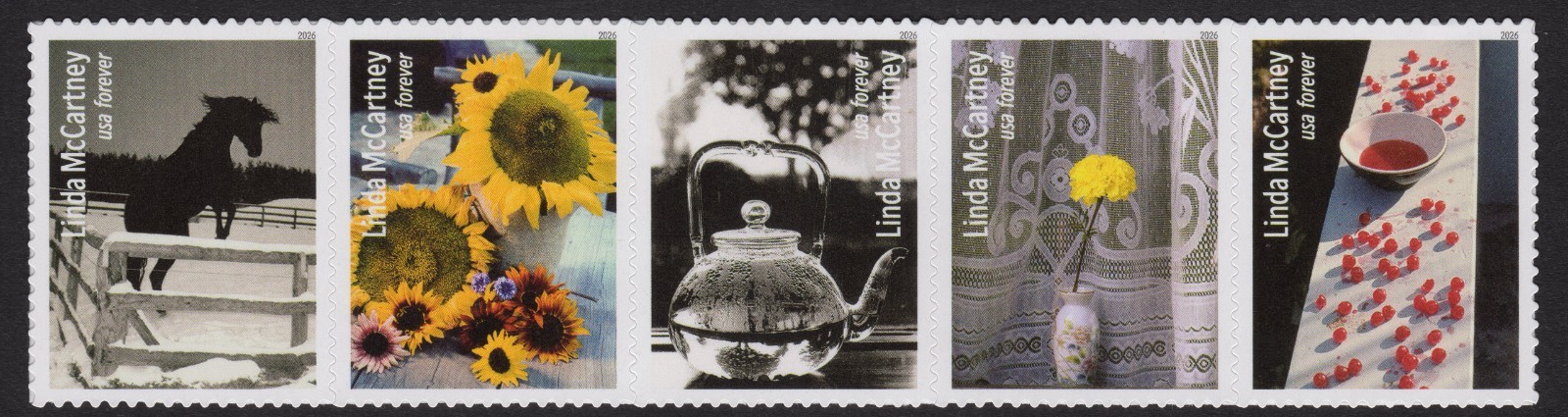 Scott #6128a (6124-28) Linda McCartney Strip of 5 Stamps - MNH