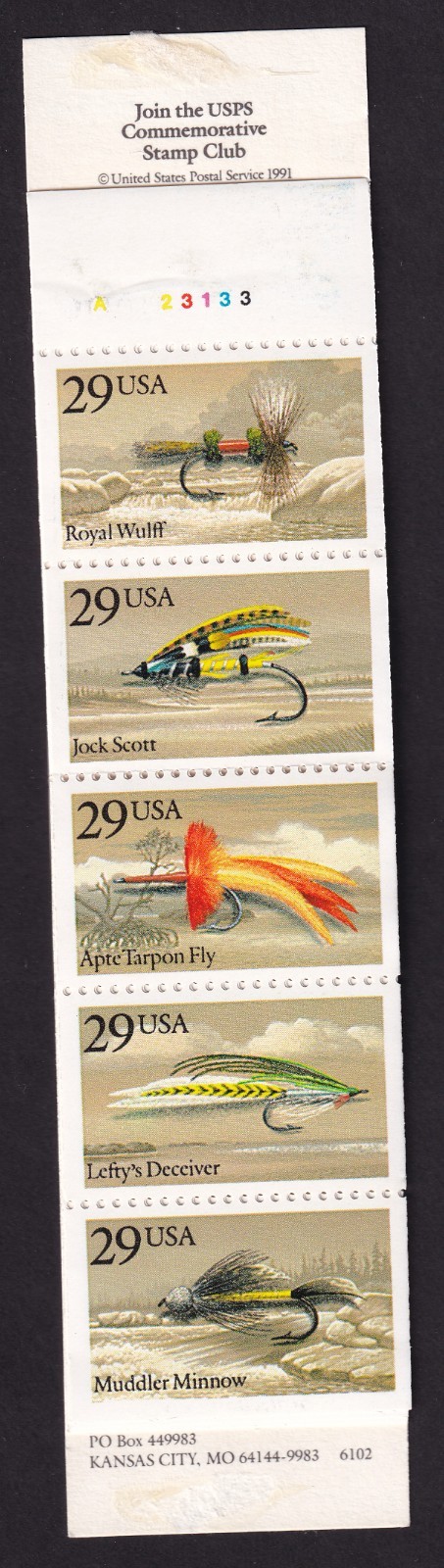 Scott #BK189 FISHING FLIES (2545-2549) Booklet of 20 29¢ Stamps - MNH P#A23133