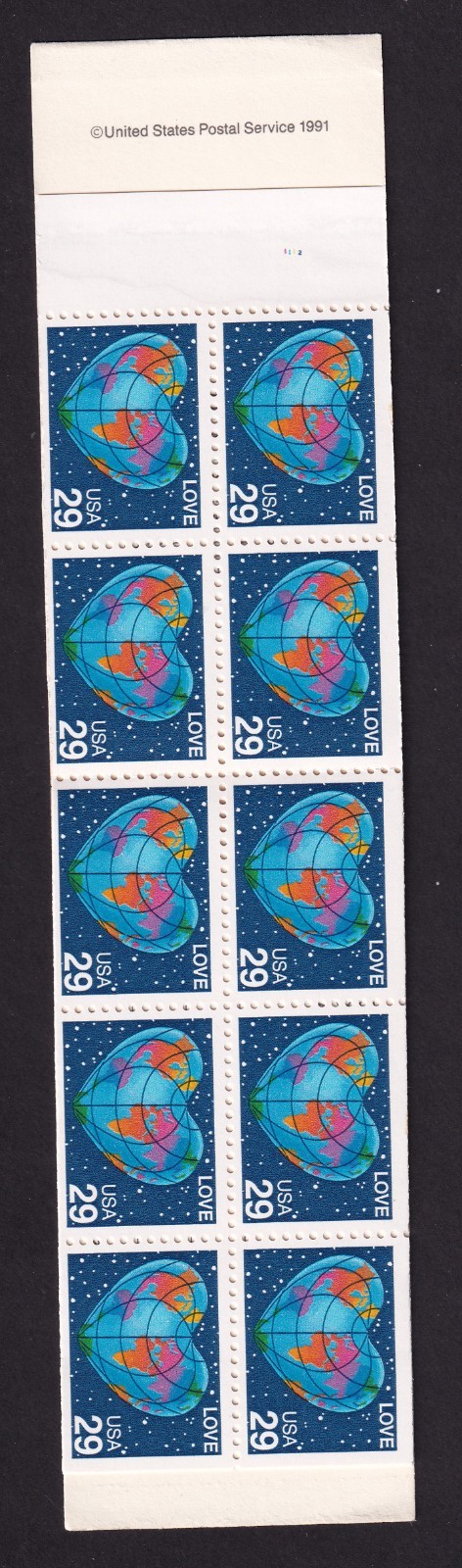 Scott #BK188 (2536a) Love Heart World Map Booklet of 20 Stamps - MNH P#1112