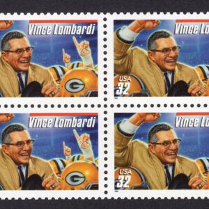 Scott #3147 Vince Lombardi (Green Bay Packers) Block of 4 Stamps - MNH